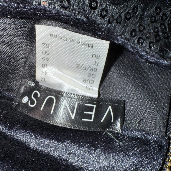 Venus black long sleeve dress sequin floral detail mini little black dress 12 - Picture 6 of 6